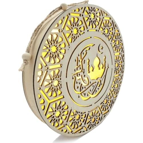 Eid Mubarak Wooden Ornament Ramadan Wood Table top Decor Moon Star Hanging Pendant for Ramadan Mubarak Eid TN88