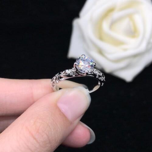 Refined 2Ct 8.0mm D Color Moissanite Engagement Ring AU750 18K White Gold Ring Top Quality Wedding Jewelry