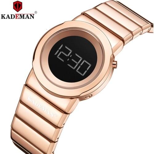 KADEMAN LCD Digital Ladies Watches New Fashion Women Wristwatch TOP Brand Casual Watch Full Steel Bracelet 3ATM Relogio Feminino