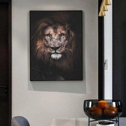 African Lion Face Art Canvas Print Painting Wild Animals Wall Picture Personality Living Room Modern Home Decoration Poster