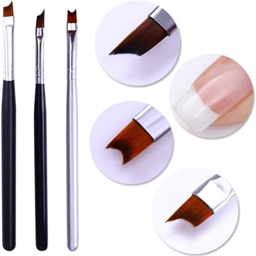 French Tip Nail Brush Silver Black Handle Half Moon Shape Acrylic Painting Drawing Pen Nail Art Tool