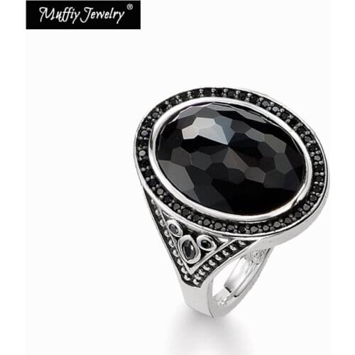 Cocktail Ring So Black Oval in 925 Sterling Silver, Fashion Gift for Women,Europe Style Factory 2017 Fine Jewelry