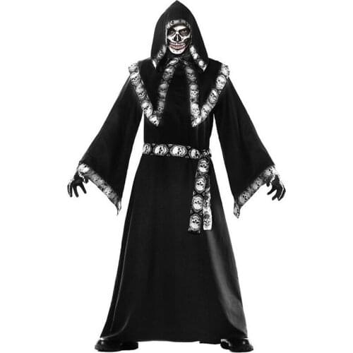 Halloween Costumes For Women Men Death King Cosplay Wizard Cape Ghost Cosplay Costume Horror Scary Clothing Carnival Party Prop