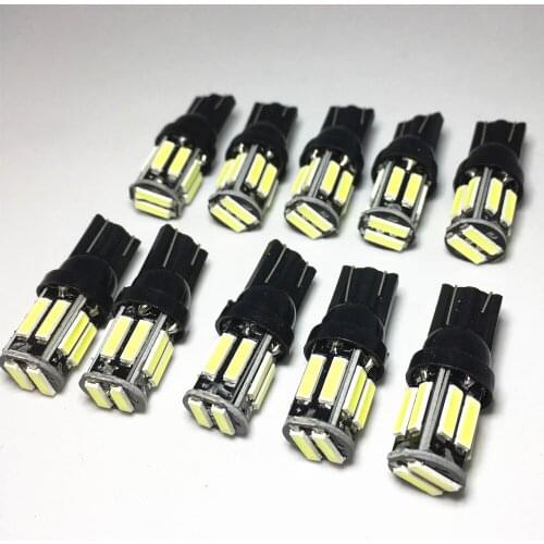 100Pcs Car W5W 7020 10SMD 194 168 T10 LED License plate lamp White Blue Instrument Panel Lamp Motorcycle The width light 12V