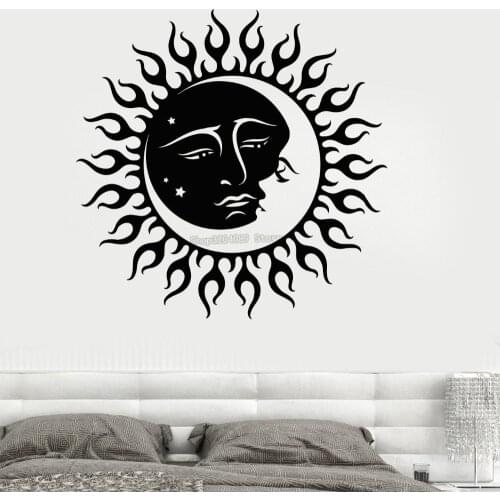 Cute Decals Sun and Moon Star Living Room Bedroom Room Decoration Vinyl Wall Sticker Removable For Kids Baby YY115