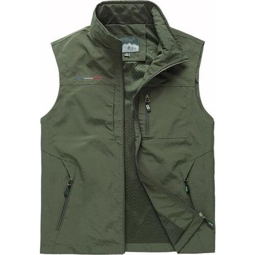 Men Outdoor Casual Fishing Apparel Quick Dry Clothes Breathable T Shirt Vest Jacket Photography Clothing 5XL 6XL Large Size Vest