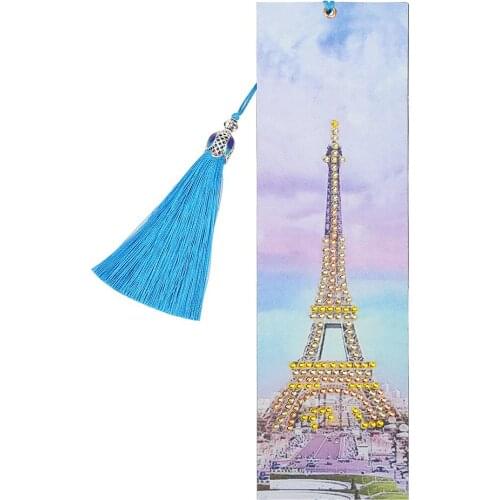 5D DIY Special Shaped Diamond Painting Kit Leather Bookmark Diamond Embroidery Craft Tassel Book Marks for Books Christmas Gifts