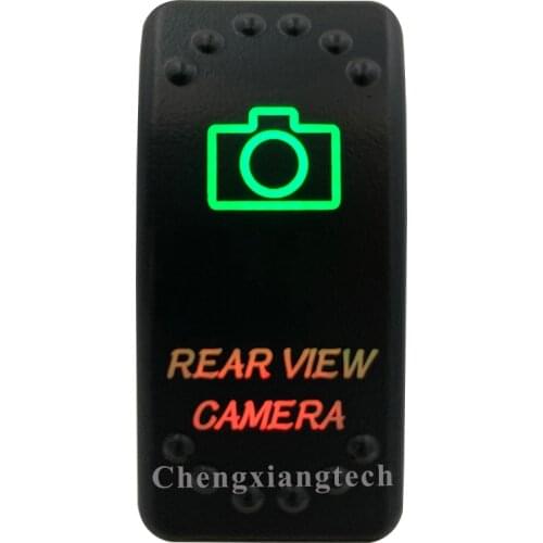 12v 24v, On Off, Up Green & Down Red Led Backlit - Rear View Camera - Laser Rocker Switch for Car Boat Truck Bus Push Switch