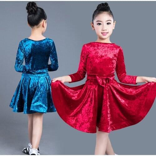 Fall Latina Dance Dress For Kids Ballroom Practice Wear Tango Dancing Clothes Stage Costume Long Sleeve Dancer Outfits DL6862