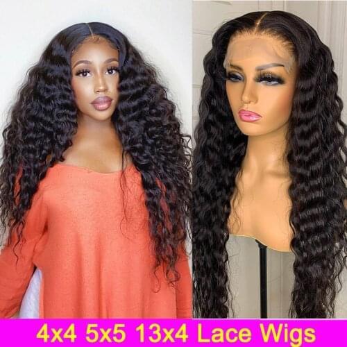 5x5 HD Lace Closure Wig 30 Inch Loose Deep Human Hair Lace Front Wigs For Women Malaysian Remy Human Hair Deep Wave Lace Wig