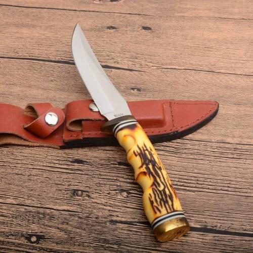 Rose Deer Tactical Survial Self-Defense Straight Knife ABS Handle Fixed Blade Knife for Climbing, Riding, Camping