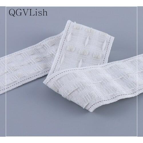 QGVLish 50M 3 Gathering Cords Cotton/Polyester Curtain Tape Belt Ribbon Hooks Curtain Accessory DIY Sewing Sun Protection Decor