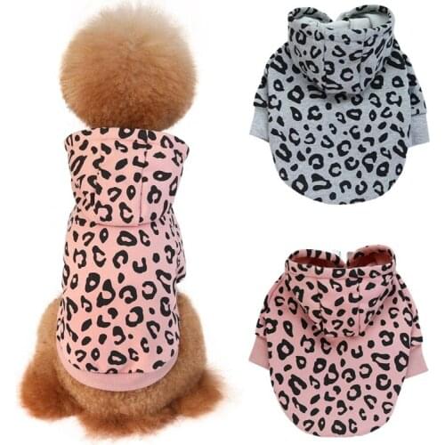 Leopard Dog Coats Classical Hooded Fleece Coat Warm Dog Clothes Costume For Autumn Winter Pets Jacket Outfit