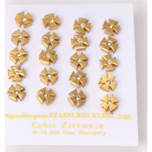 10 Pairs Earring Fashion Jewelry Wholesale Price Stainless Steel Gold Silver Color Geometry Stud Earring Girl Small Jewelry