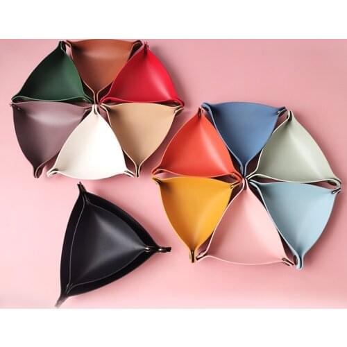 12.5cm PU Leather Folding Triangle Dice 14 Colors Tray Portable Box For Board Games Metal Dice Set Dice Storage