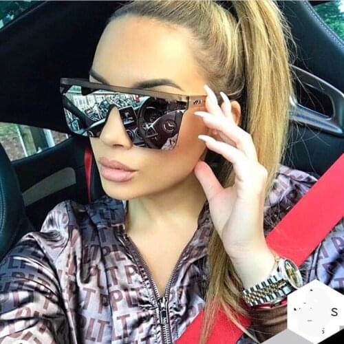 Oversized Sunglasses Women Fashion Mirror vintage Sun Glasses Big Frame Windproof Shades Men Flat Top Driving Goggles UV400