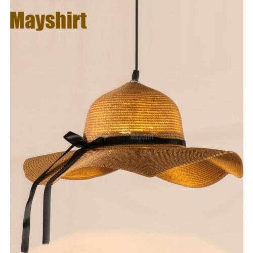 Southeast Asia Woven Rattan Hat Modern Chandelier Bar Restaurant Light Fixtures Living Room Decor Kitchen Nordic Bedroom Lamps