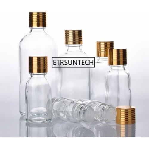5/10/15/20ml Glass Bottle Sample Test Bottle Mini clear Glass Bottle With gold Cap Essential Oil Bottle F1977