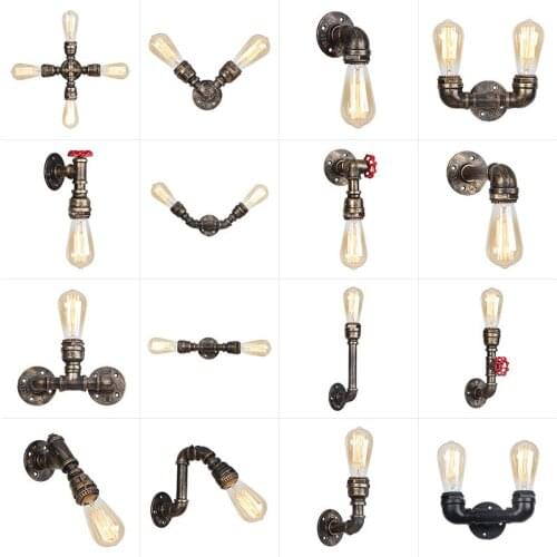 Steam punk Loft Industrial iron rust Water pipe retro wall lamp Vintage E27 sconce lights steampunk house lighting fixtures luz