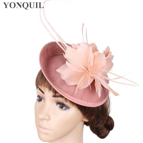 Wedding Feather Flower Fascinator Base Hats DIY For Women With Ostrich Quill Adorned Hat Party Headdress Bridal Hair Accessories