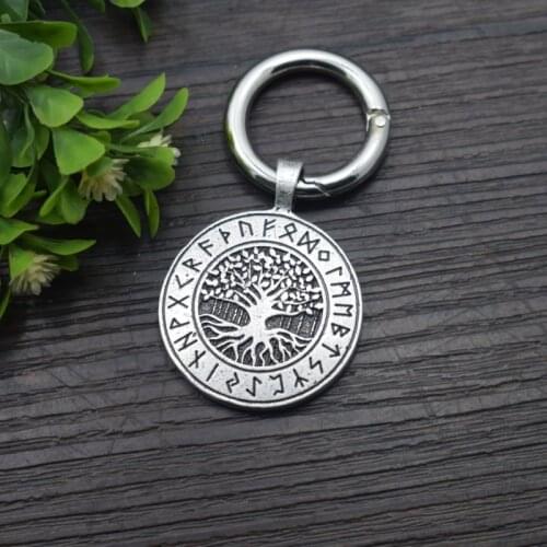 Viking Yggdrasil tree of life rune Keychain Nordic Talisman Pendant