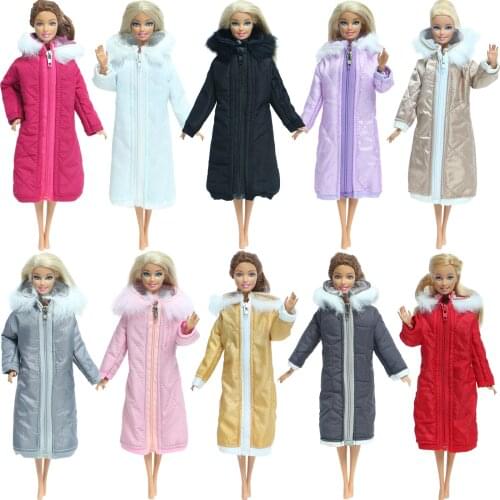 High Quality Pretty Long Coat Cotton Dress Skirt Winter Wear Warm Clothes for Barbie Doll 1/6 Jacket Accessories Kids DIY Toy