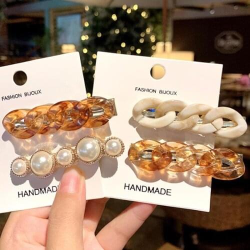 2Pcs/Set Solid Pearls Hair Clip Women Geometric Barrette Fashion Hairpins Trendy Hair Accessories Styling Tools for Girls Gifts