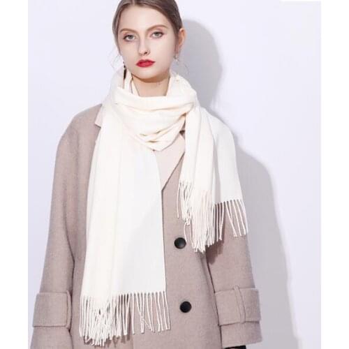 Womens long thin Scarf outdoor soft white tassel scarf
