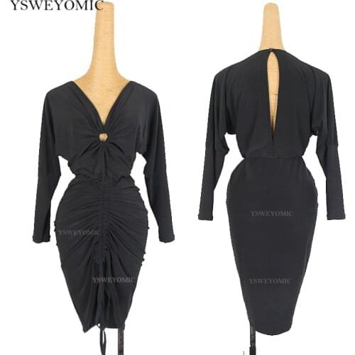 2020 Autumn Winter long-sleeved Latin Dance Costumes Soft Salsa Practice Dress Performance Clothes Latin Dance Dress Women