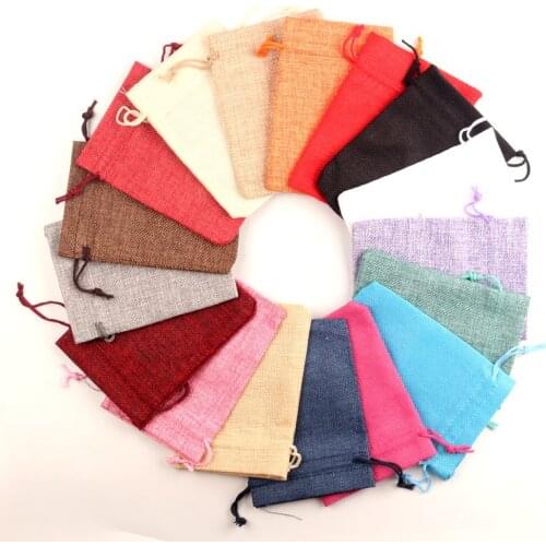 10Pcs Cotton Linen Drawstring Storage Package Bags Jewelry Candy Christmas Wedding Decoration Gifts Bags Packaging Bags & Pouch