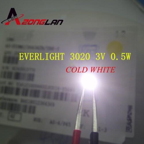 100PCS EVERLIGHT LED Backlight 0.5W 3V 3020 Cool white Notebook / Tablet Application 45-11-BFSB-61303501E-2T8-AM(LR)
