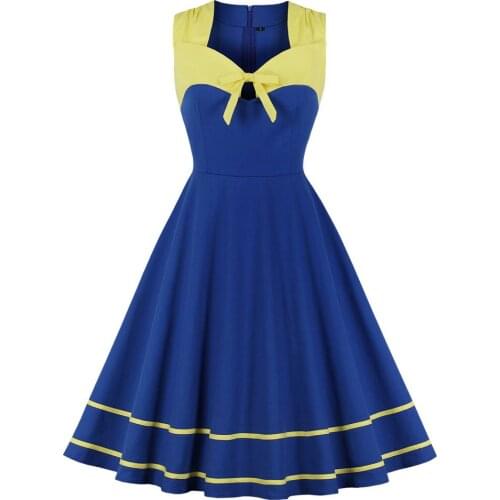 2021 New Arrival Cotton Summer Women Dress VD0683 Polka Dots Blue Red White 50s 60s Swing Vintage Dress Plus Size 4XL