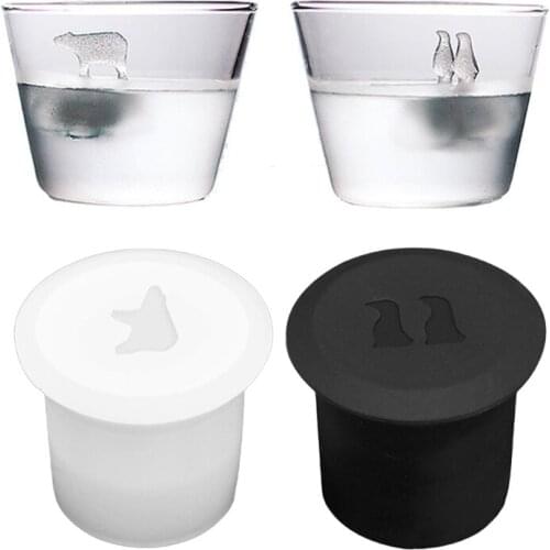 3D Animal Ice Cube Mold Silicone Freezer Polar Bear & Penguin Cup Eco Friendly DIY Molds Maker for Whiskey Cocktail and AnyDrink