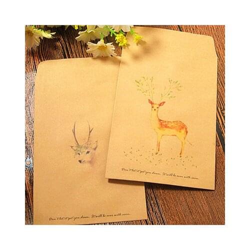 50 pieces/lot Chinese Envelope Painted Paper Envelope Vintage Christmas Deer Manila Kraft Envelope Postcard Photo Gift Storage