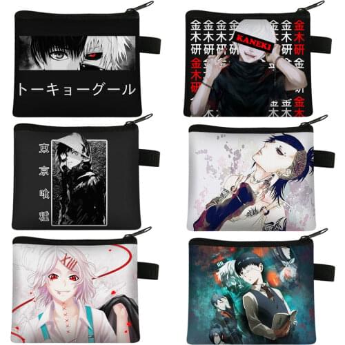 Anime Tokyo Ghoul Coin Purse Women Cute Wallet Key and Credit Card Holder Girls Money Bag Manga Kaneki Ken Cute Mini Purses