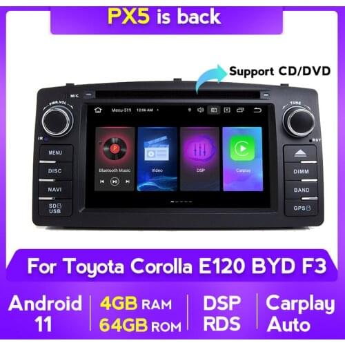 4+64GB Carplay Android 11 Car Multimedia Player Radio Stereo For Toyota Corolla E120 BYD F3 GPS Navigation Autoradio SWC WIFI BT