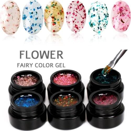 Flowers Nail Gel Polish Natural Dried Flower Fairies Series Soak Off UV Gel DIY Nail Art Nails Decoration Painting