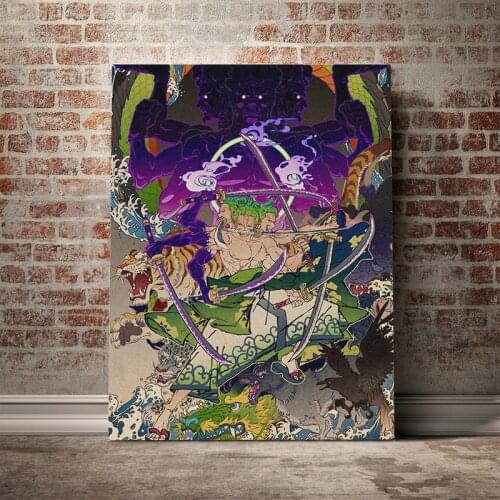 Home Decoration One Piece Canvas Painting Wall Art Roronoa Zoro Poster Modular Japan Cartoon Picture Frame Bedside Background