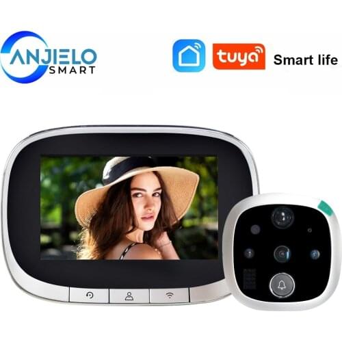Tuya App Smart Home WIFI Video Peephole Doorbell 170 Degrees Wide Angle Infrared Night Vision Two-way Audio for Home Security