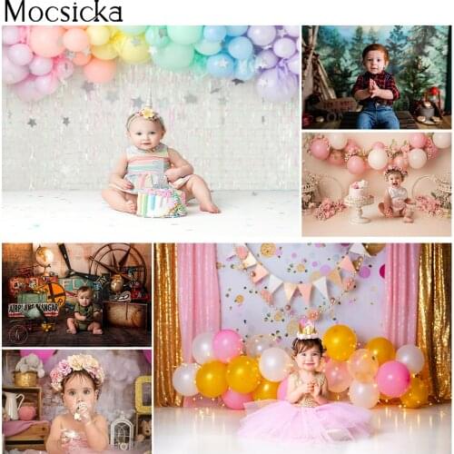 Birthday Portrait Backdrop Photo Studio Newborn Baby Birthday Cake Smash Photography Background Kids One Birthday Art Photocall