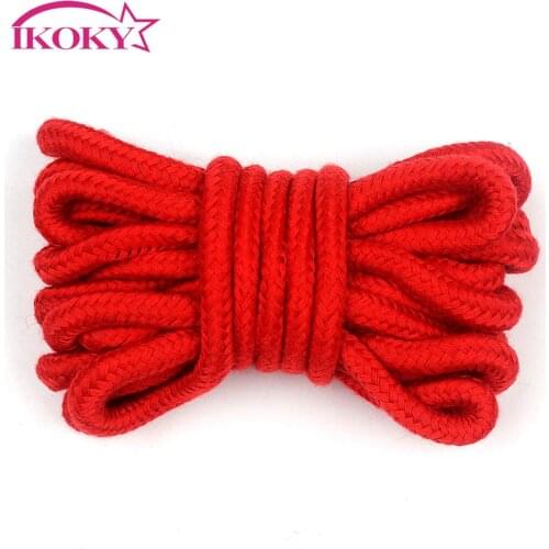 IKOKY Fetish Slave Bondage Rope Soft Cotton Rope SM Game Erotic Product Sex Toys for Couples Flirting Roleplay 4 Colors 5 Meters
