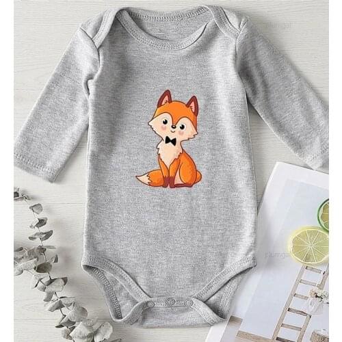 Fox Cartoon Print Autumn Jumpsuit for Newborns Toddler Boy Winter Baby Clothes Infant Girl Costume Kids Clothing Newborn Romper