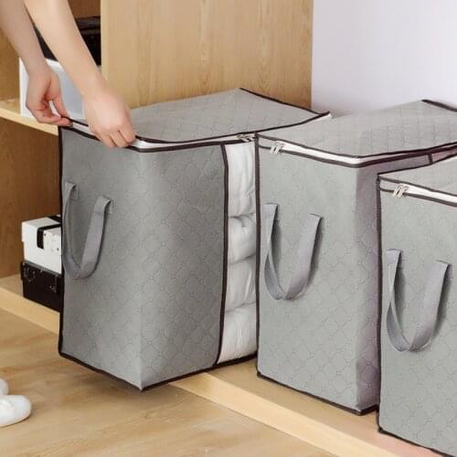 3Pcs 1Pcs Clothing Wardrobe Organizer Bag Foldable Comforter Quilt Storage Box Dustproof Clothes Blanket Closet Washable
