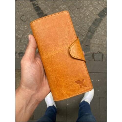 Karali Leather Phone Compartment Crazy Taba Locked Genuine Leather Wallet