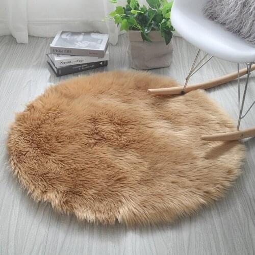 Round Fluffy Faux Sheepskin Rug For Bedroom Living Room Balcony Shaggy Plush Soft Carpet White Home Floor Mat Rug Bedside Rugs