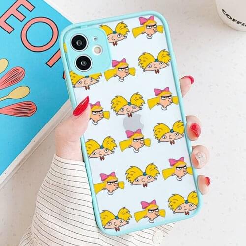 Hey Arnold Helga Phone Case Matte Shockproof For iPhone 12 11 Pro XS Max XR X 8 7 Plus Camera Protection Bumper cover