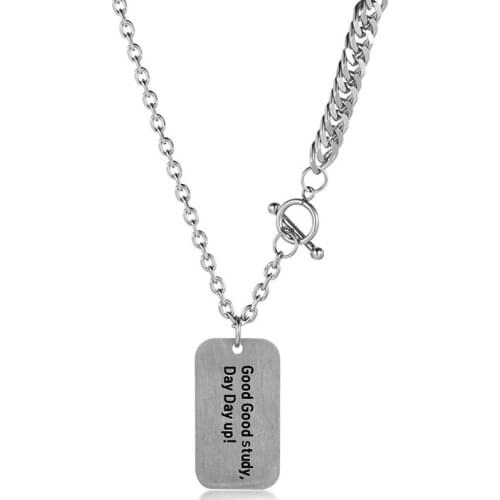 Fashion Hip Hop Long Chain Necklace For Women Men Personalized Rectangle Name Necklaces Nameplate Accessories Jewelry Gifts