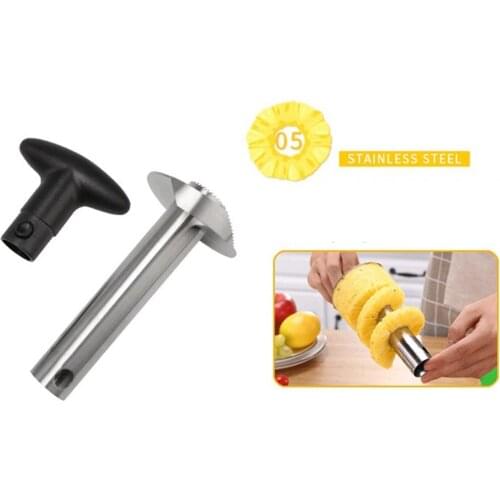 Pineapple Corer And Slicer Tool Food Grade Stainless Steel Pineapple Cutter With Sharp Blade And Detachable Handle High Quality