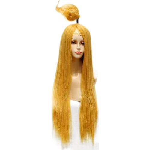 Anime Akactuki Wigs Deidara Cosplay Wig Long Gold Heat Resistant Synthetic Hair Wig Costumes Accessories