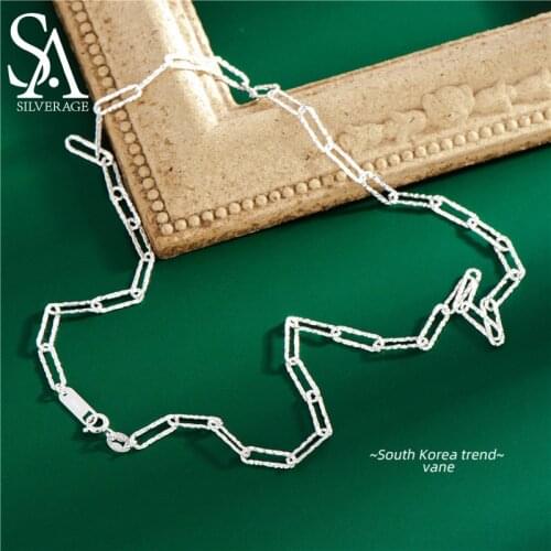 SA SILVERAGE Pure Silver Simple Sweater Chain Bare Chain 6g Sparkling Flower Word Necklace S925 Body